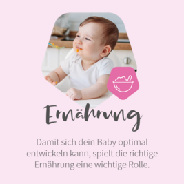 Baby beim Essen mit Text "Ernährung"